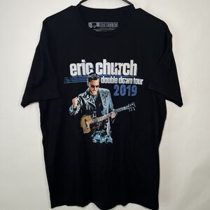 Eric Church Double Down Tour 2019 Tee T Shirt Size Large Black Concert Short Slv
